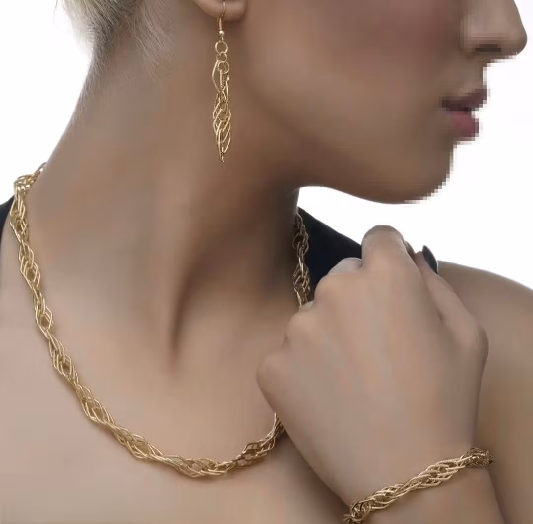 نیم ست زنانه ژوپینگ طرح طلا به همراه کارت گارانتی با ابکاری طلا