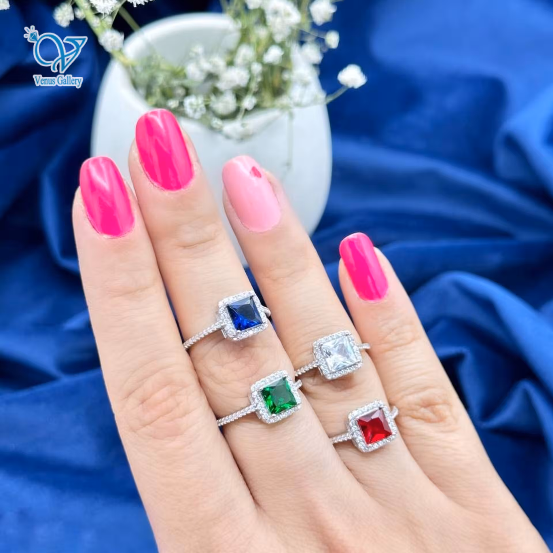 انگشتر نقره زنانه نگین رنگی کد 2918