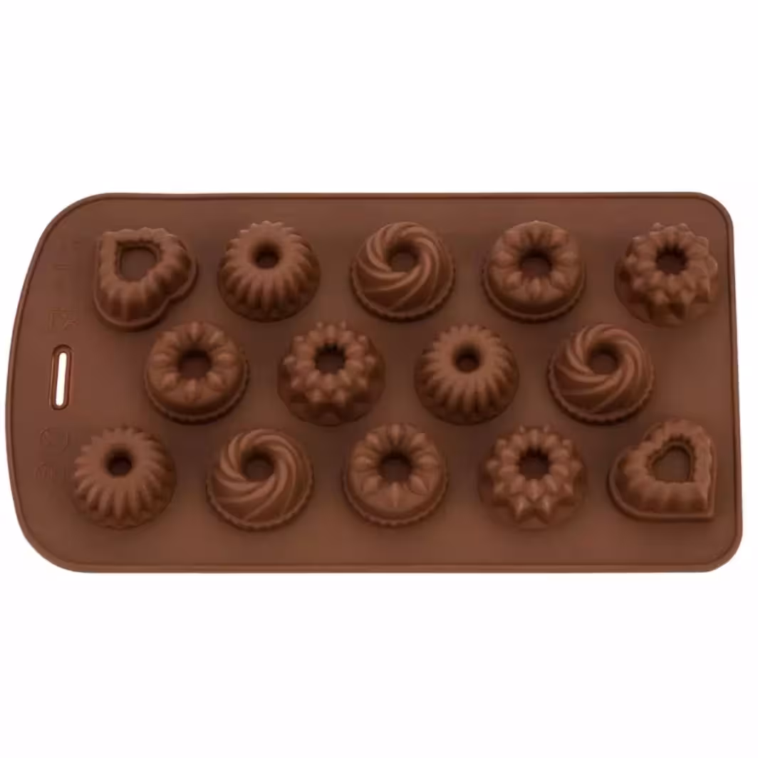 قالب شکلات جنس سلیکونی طرح گل و اشکال شیفون دار