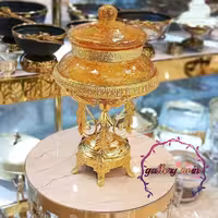 شکلات خوری پایه دار طلایی نگین دارشیشه تَرَک برند MBM(پس کرایه)