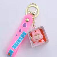 سرکلیدی و آویز کیف آکواریومی سیلیکونی صورتی 30981