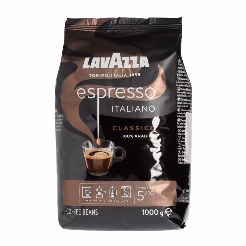 دانه قهوه اسپرسو لاوازا مشکی یک کیلویی Lavazza ا Lavazza Espresso Italiano Classico 1kg