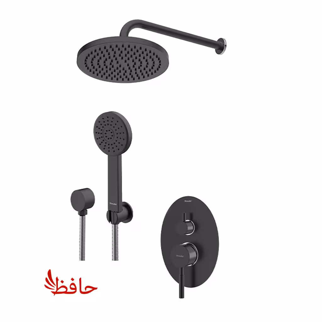 شیر حمام توکار شودر مدل روگن مشکی کروم تیپ 3