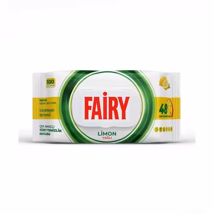 دستمال سطوح چند منظوره فیری رایحه لیمو بسته 100 عددی