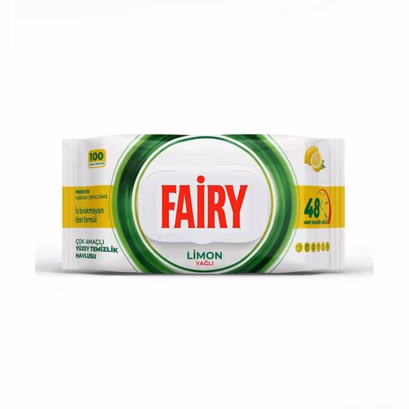دستمال سطوح چند منظوره فیری رایحه لیمو بسته 100 عددی