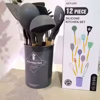 سرویس کفگیر و ملاقه 12 پارچه کیچن ست کیفیت عالی رنگ طوسی