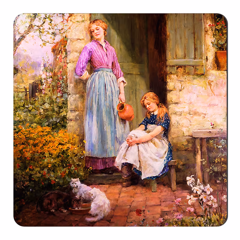 مگنت طرح مادر و دختر روستایی و گربه ها کد wmg2590