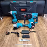 کیت سه تیکه باس Boss سنگ فرز شارژی دریل شارژی چکش تخریب 3 کاره شارژی مدلKI.4H