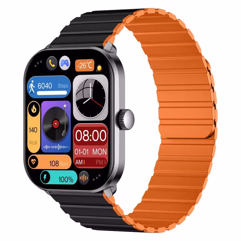 ساعت هوشمند گلوریمی مدل GS1 Pro 2024 دارای قابلیت های صفحه نمایش رنگی، صفحه نمایش لمسی، کنترل موسیقی (Music Player)، کنترل سطح اکسیژن خون، قابلیت مکالمه مستقیم، قابلیت مکالمه از طریق بلوتوث، پشتیبانی از زبان فارسی در منو و سیستم‌عامل بند سیلیکون | کالا مکس