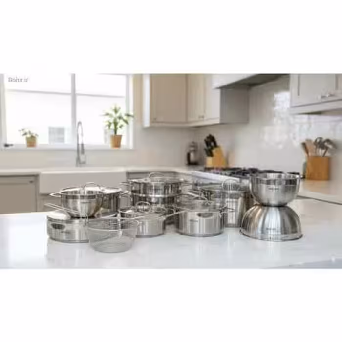 سرویس قابلمه 17پارچه استیل عرشیا مدلSS339-3642