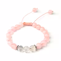 دستبند عشق سنگ کوارتز و خرجکار نقره کد 310021