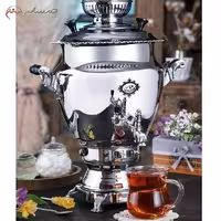 سماور استیل گازی 6 لیتری پیلوت‌دار کد 115 طرح سیمین