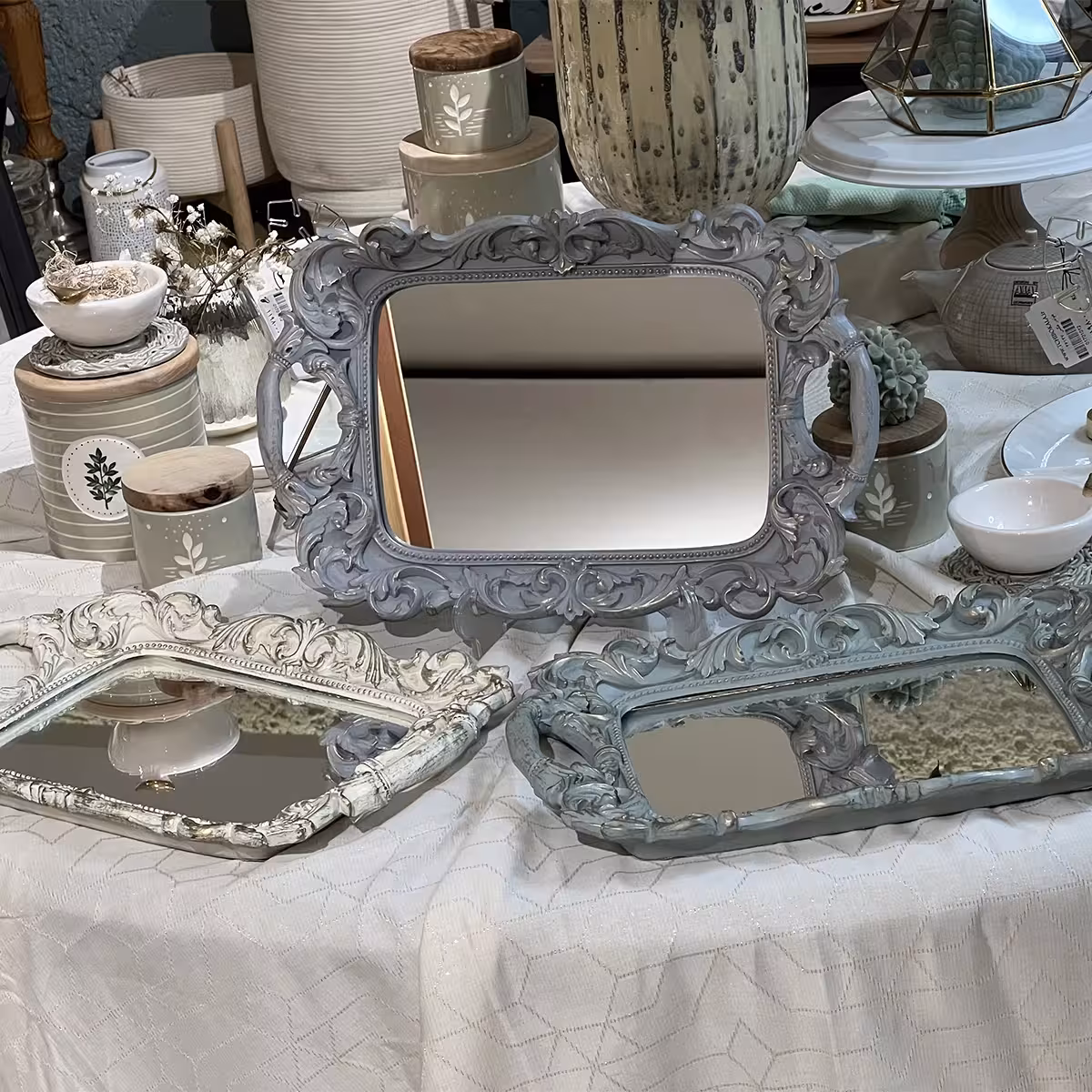 سینی آینه ای مستطیل دکوراتیو