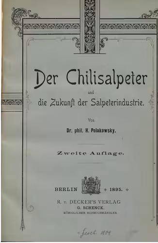 خرید و دانلود نسخه کامل کتاب Der Chilisalpeter und die Zukunft der Salpeterindustrie