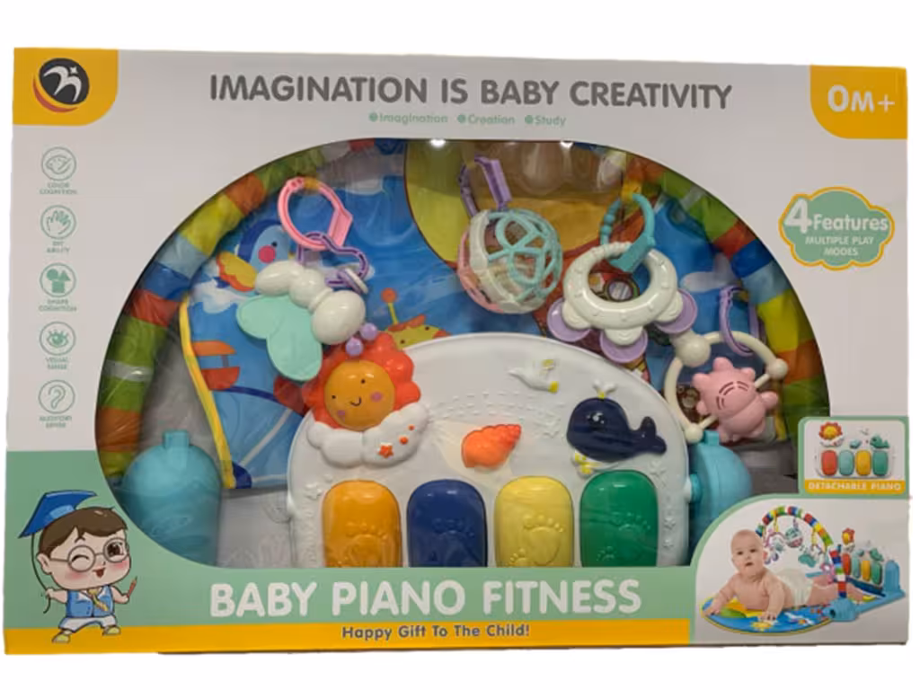 تشک بازی موزیکال نوزادی دارای پیانو طرح نهنگ و خورشید