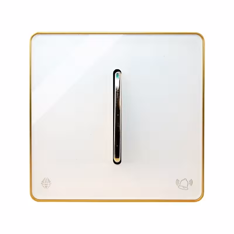 کلید پریز  آسیا الکتریک کلید شاسی زنگ  مدل یاقوت سفید طلایی