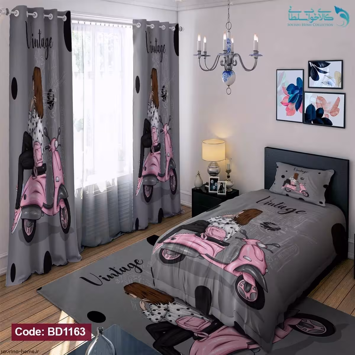 روتختی طرح موتور صورتی یکنفره کد BD1163