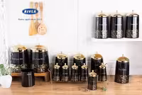 سرویس آشپزخانه 17 پارچه ریور مدل کنیک مشکی درب طلا