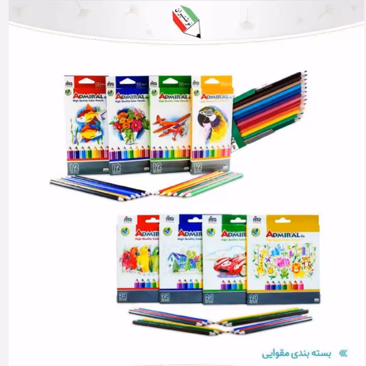 مداد رنگی 6 رنگ پلیمری جعبه مقوایی ادمیرال 1372 و 25032 و 353