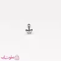 پیرسینگ گوش نقره‌ای طرح پروانه نگین‌ دار