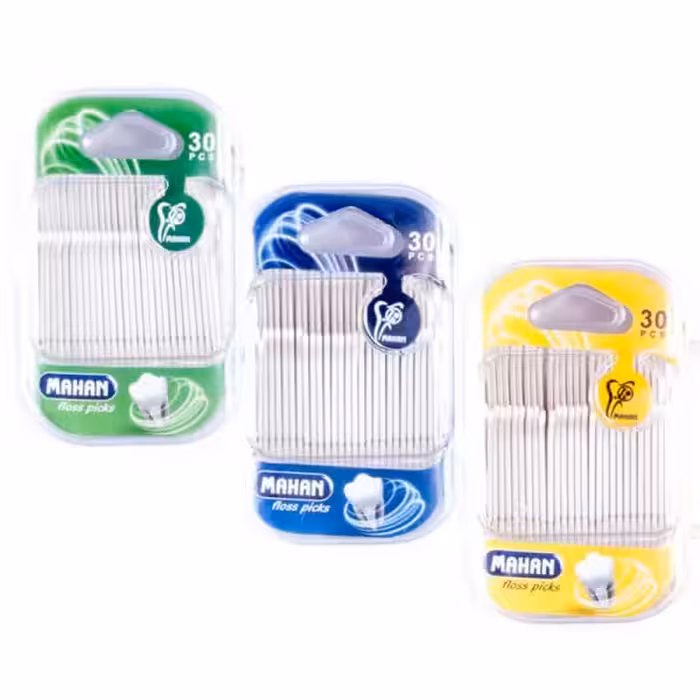 نخ دندان ماهان مدل floss picks سه بسته 30 عددی کد fp1203