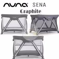 تخت و پارک نونا مدل سنا رنگ طوسی با تشک تعویض مشکی Nuna Sena Travel Cot Graphite