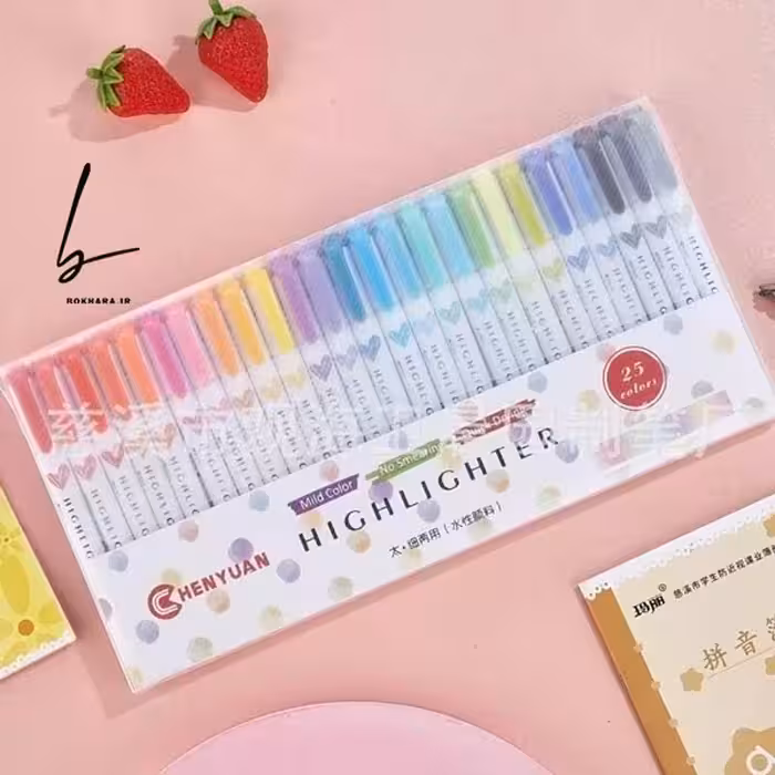 ماژیک هایلایتر دو سر طرح میدلاینر CHENYUAN مجموعه 25 عددی