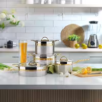 سرویس قابلمه استیل 8 پارچه Schafer ترکیه مدل Golden Line