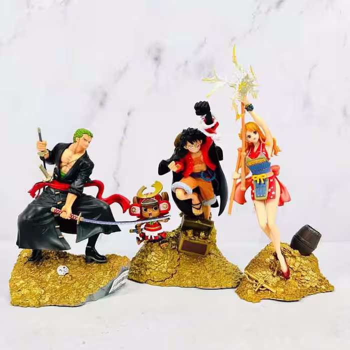 فیگور شخصیت های وان پیس روی طلا مجموعه 3 عددی کد 1282 سری One Piece Set – On Gold Hills