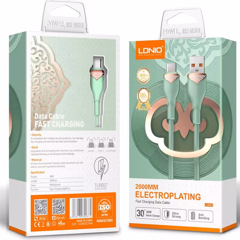 کابل شارژر الدینیو سیم گرد مدل LS822 type c