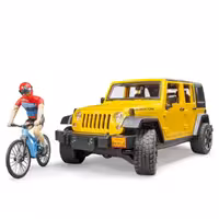 ماشین Jeep برودر bruder همراه فیگور دوچرخه سوار