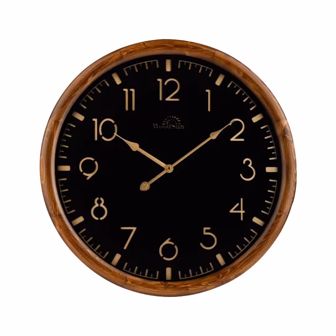 ساعت دیواری چوبی استکهلم مشکی (50سانت) (ZA2212)