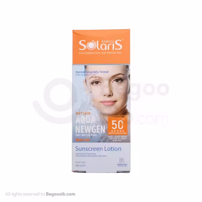 لوسیون آبی ضد آفتاب فاقد چربی SPF50 آکوا نیوژن سولاریس آردن 100 میلی لیتری