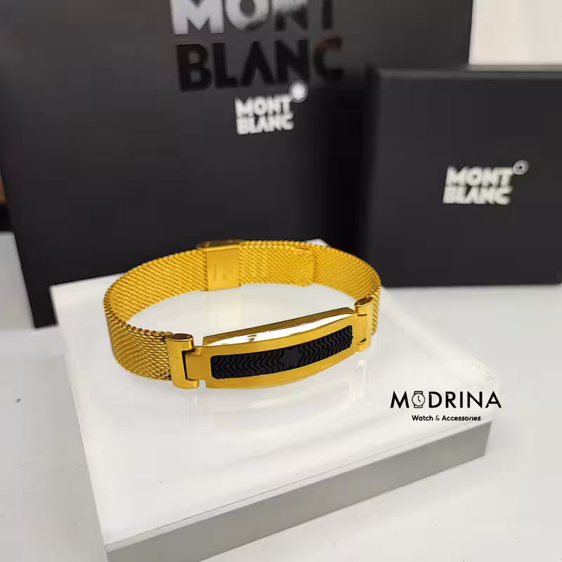 دستبند استیل طلایی مون بلان