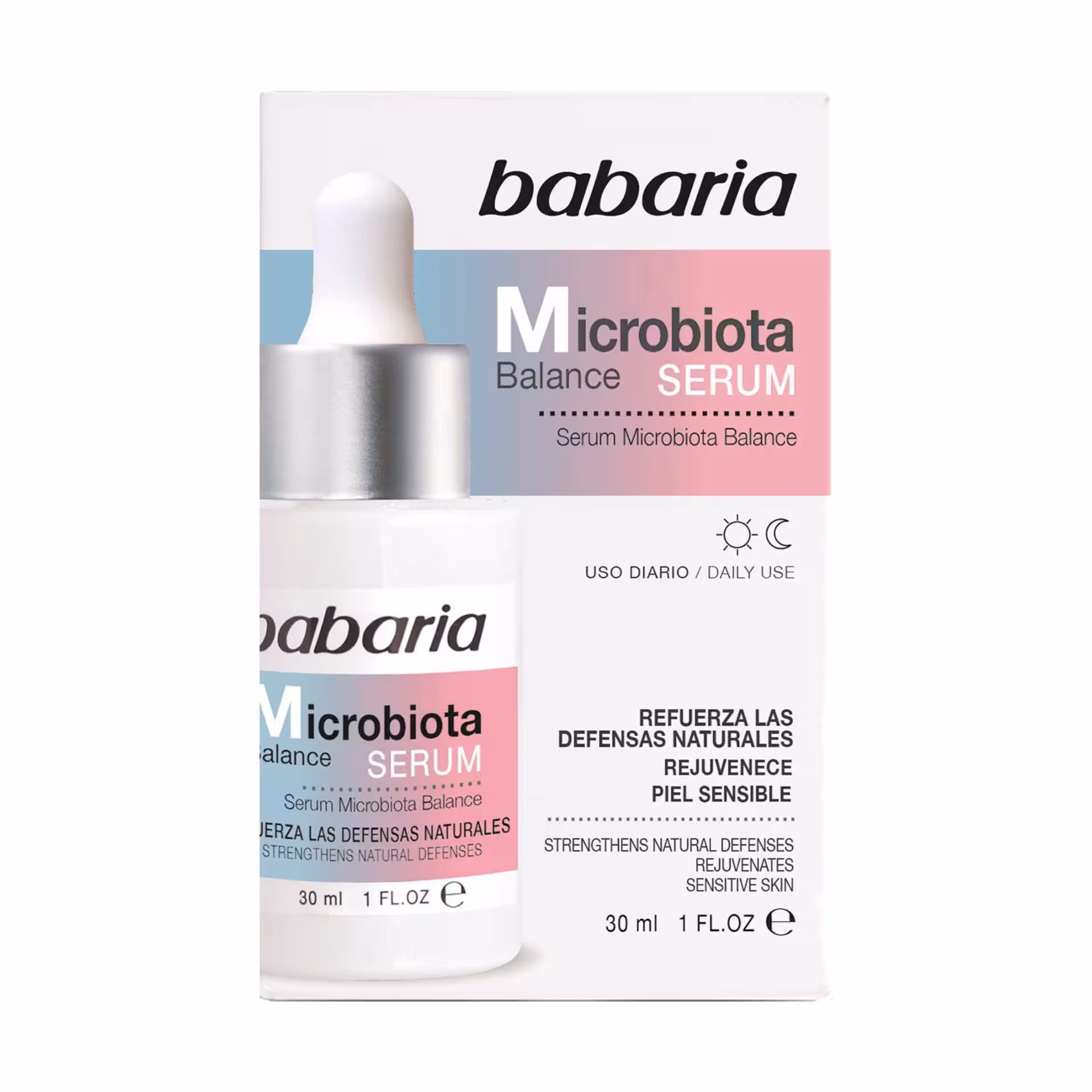 سرم احیا کننده پوست حساس باباریا babaria مدل میکروبیوتا Microbiota حجم 30 میل