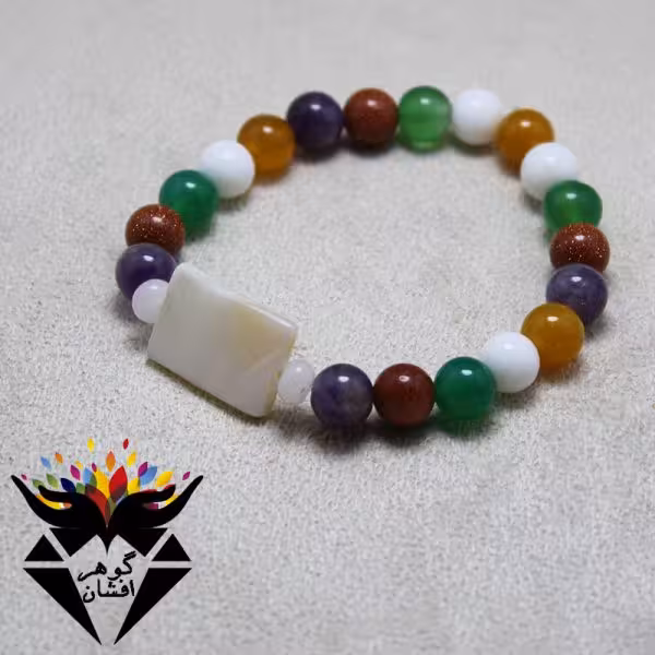 دستبند چندجواهر و صدف اصل خوشرنگ کد D_1785