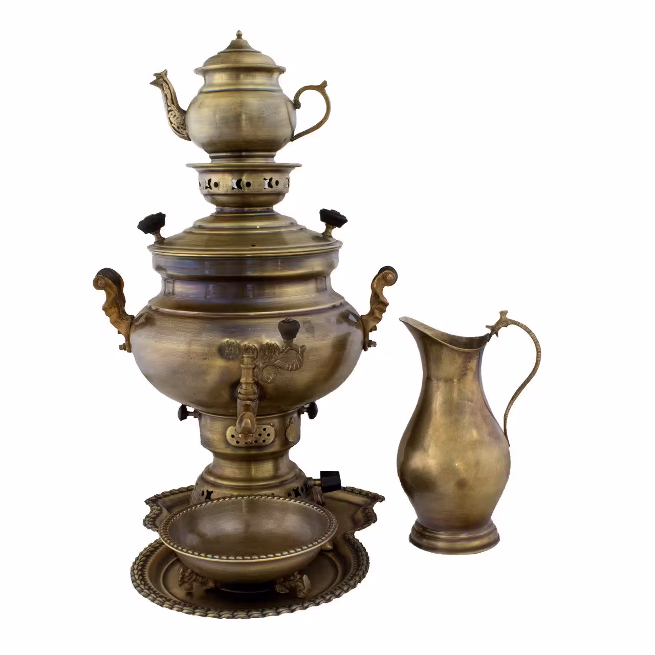 سرویس سماور گازی آنتیک طرح ساده کد sam10 ظرفیت 8 لیتر