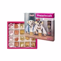 پک مهمانی سگ دودوتی به همراه کره بادام زمینی با طعم خرنوب سیب نعنا و لبو Dudoti Happiscuit With Peanut Butter وزن 230 گرم