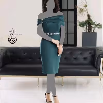 پیراهن مهمانی زنانه کرپ غواصی مدل لیا