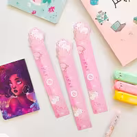 خط کش مگنتی فانتزی طرح خرگوش رنگ صورتی 15 سانتی متری