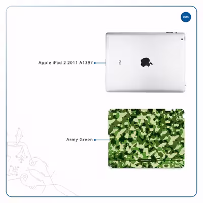 برچسب پوششی ماهوت مدل Army-Green-2 مناسب برای تبلت اپل iPad 2 2011 A1397