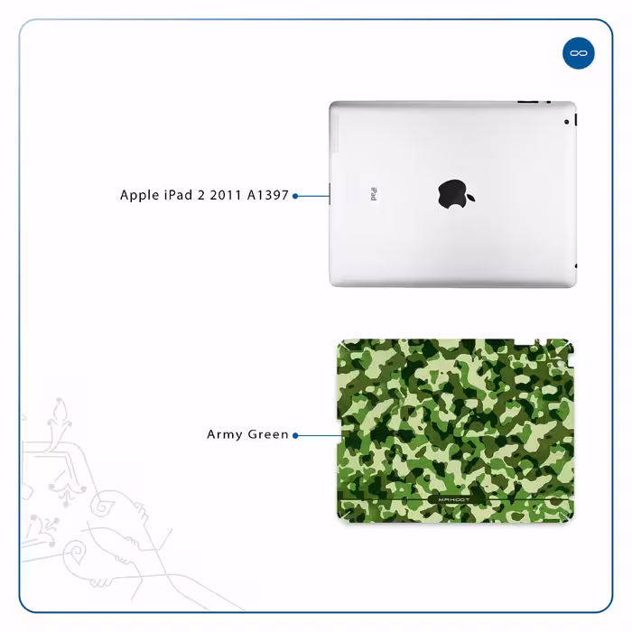 برچسب پوششی ماهوت مدل Army-Green-2 مناسب برای تبلت اپل iPad 2 2011 A1397