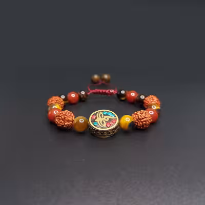دستبند ناماسته مدل چشم ببر عقیق و رود راکشا تبتی 43