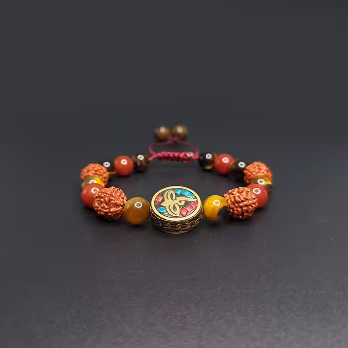 دستبند ناماسته مدل چشم ببر عقیق و رود راکشا تبتی 43