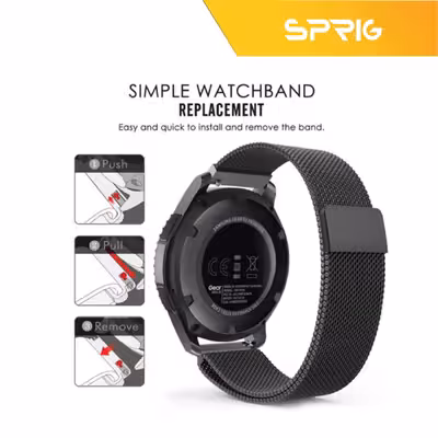 بند اسپریگ مدل Milanese TW مناسب برای ساعت هوشمند آمازفیت pace / Solar LS05 / Imilab KW66