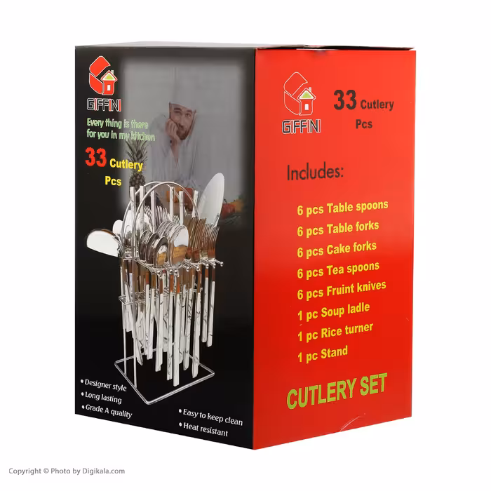 سرویس قاشق و چنگال 33 پارچه جی فی نی مدل R-W-L