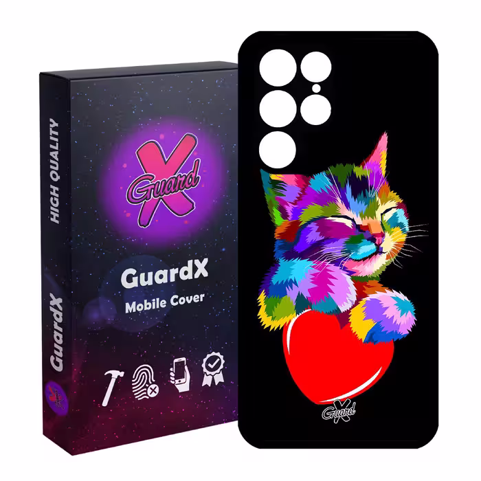 کاور گارد ایکس طرح گربه مدل Glass10269 مناسب برای گوشی موبایل سامسونگ Galaxy S22 Ultra