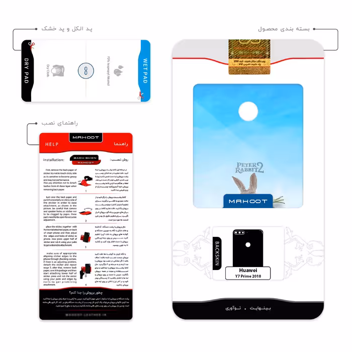 برچسب پوششی ماهوت مدل Peter Rabbit مناسب برای گوشی موبایل هوآوی Y7 Prime 2018