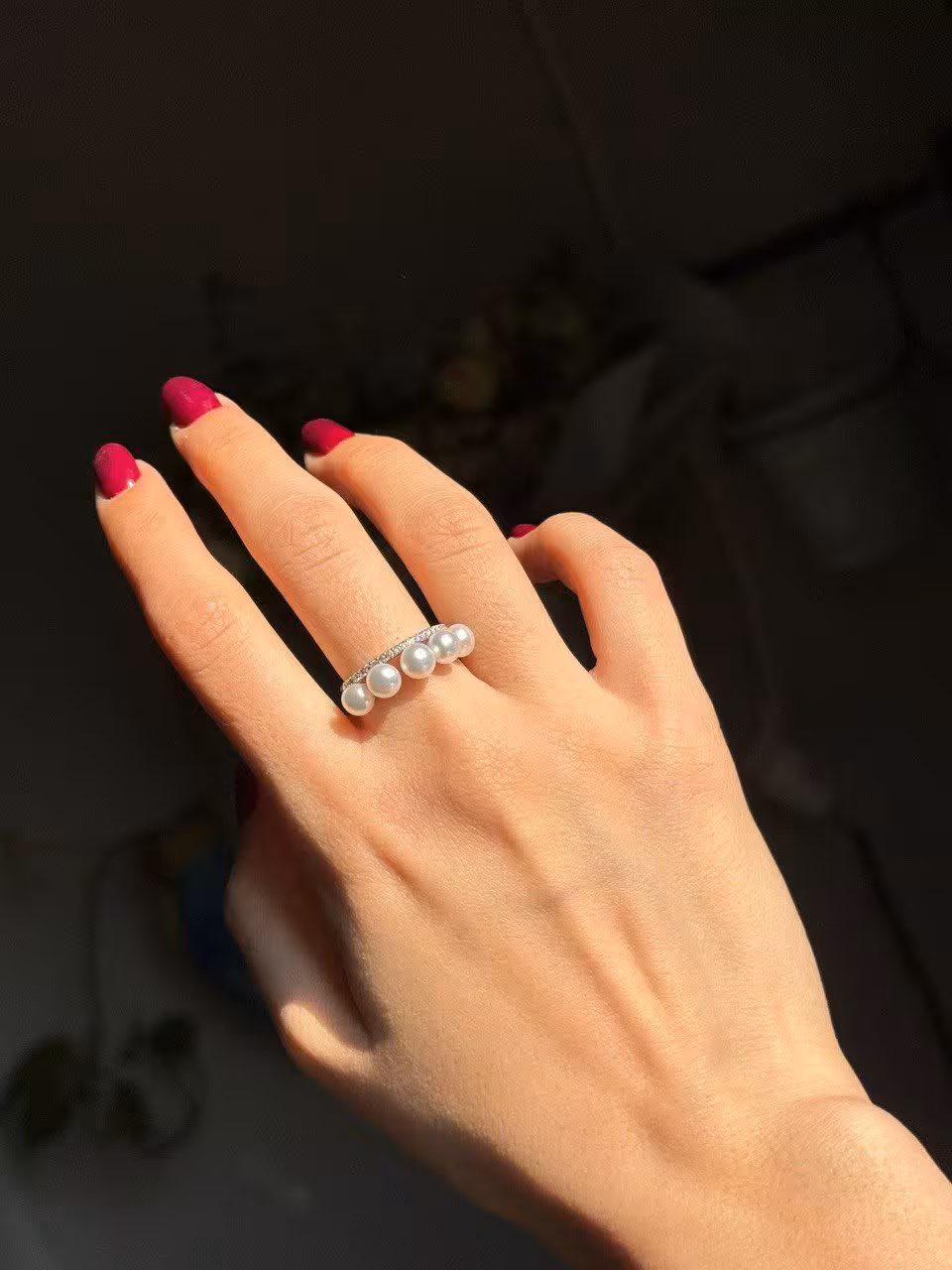 انگشتر وارداتی مرواریدی جواهری نقره زنانه کد 10652