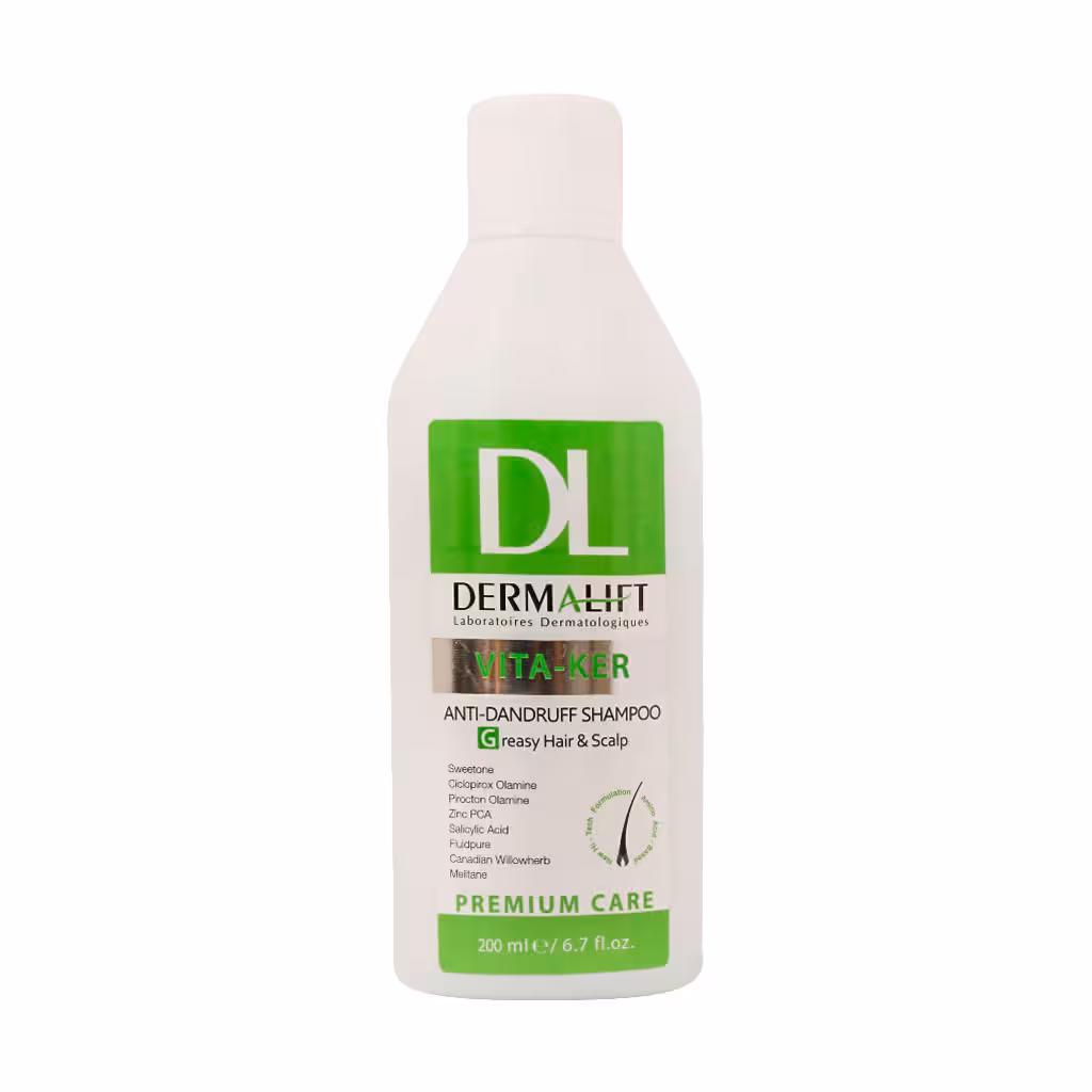 شامپو ضد شوره درمالیفت مناسب موها و شوره چرب 200 میلی لیتر | Dermalift Vita Ker Anti Dandruff Shampoo For Greasy Hair